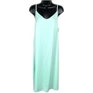 See You Monday Slip Dress Green V-Neck Sleeveless‎ Side Slit Midi NWT Juniors M